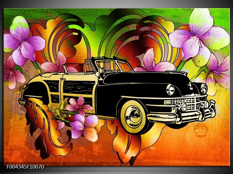 Foto canvas schilderij Oldtimer | Paars, Geel, Rood