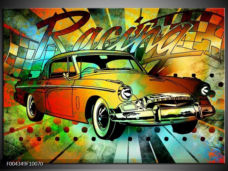 Foto canvas schilderij Oldtimer | Groen, Geel, Rood