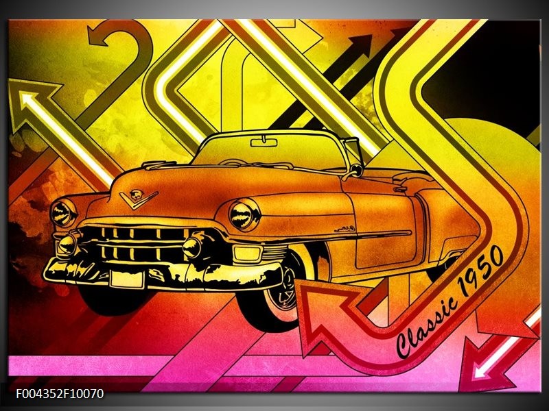 Foto canvas schilderij Oldtimer | Geel, Rood, Roze