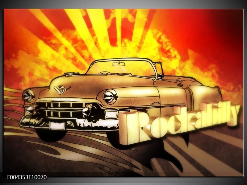 Foto canvas schilderij Oldtimer | Geel, Rood, Zwart