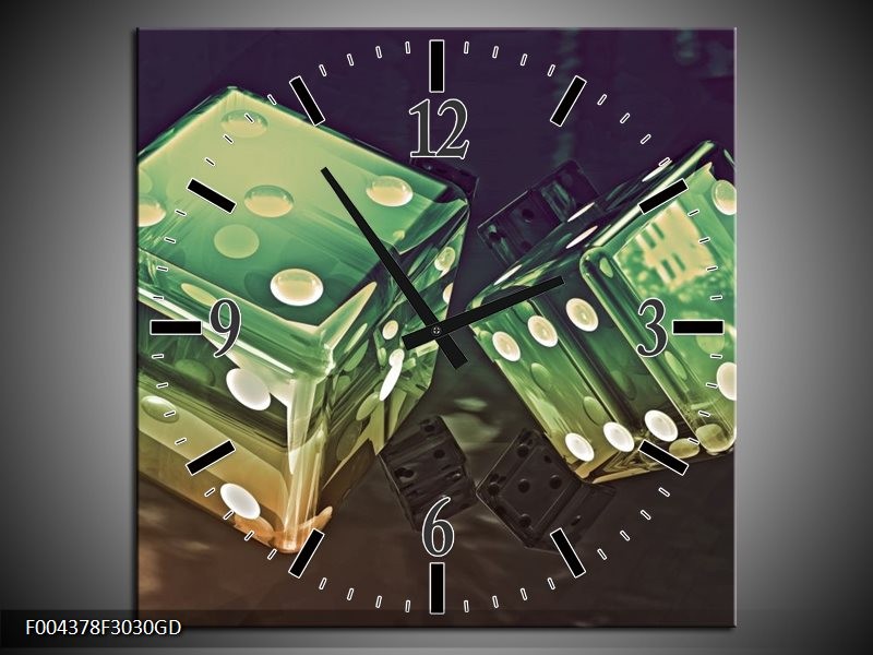 Wandklok op Glas Modern | Kleur: Groen, Geel, Zwart | F004378CGD