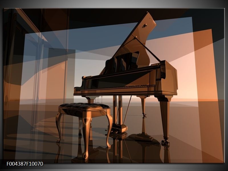 Glas schilderij Piano | Bruin, Grijs