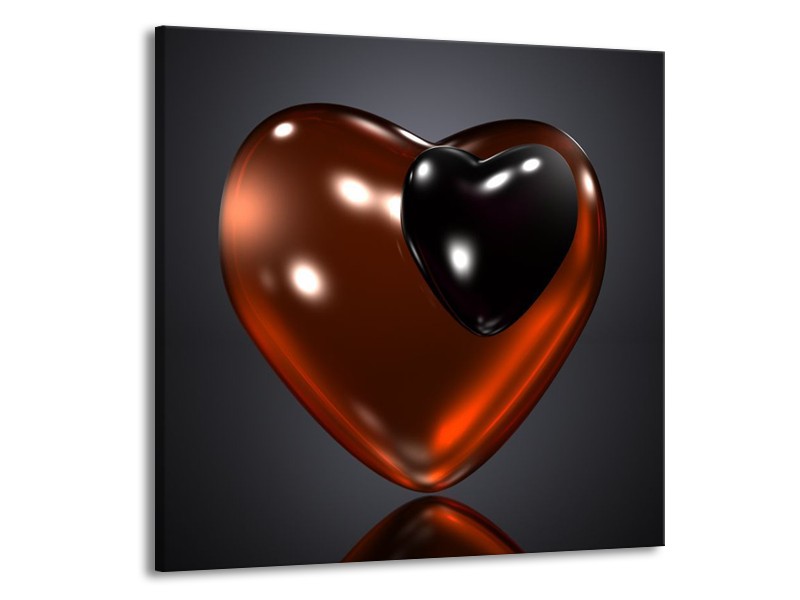 Glas schilderij Hart | Rood, Zwart, Grijs | 70x70cm 1Luik