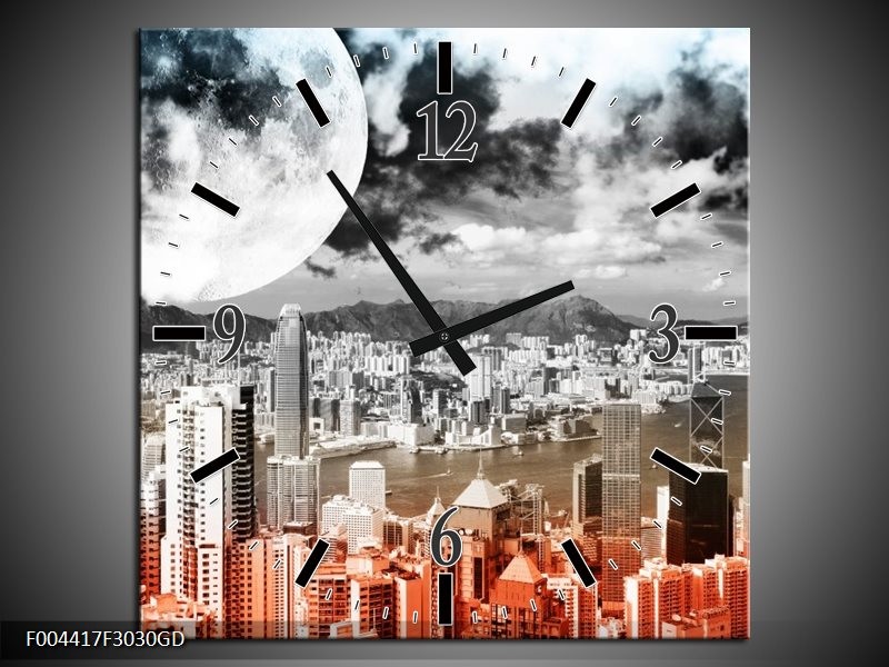 Wandklok op Glas Modern | Kleur: Rood, Grijs, Zwart | F004417CGD