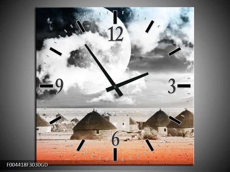 Wandklok op Glas Modern | Kleur: Rood, Grijs, Zwart | F004418CGD