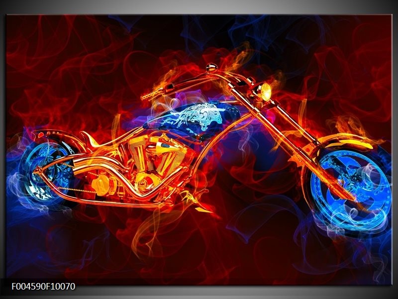 Foto canvas schilderij Motor | Rood, Blauw, Rood