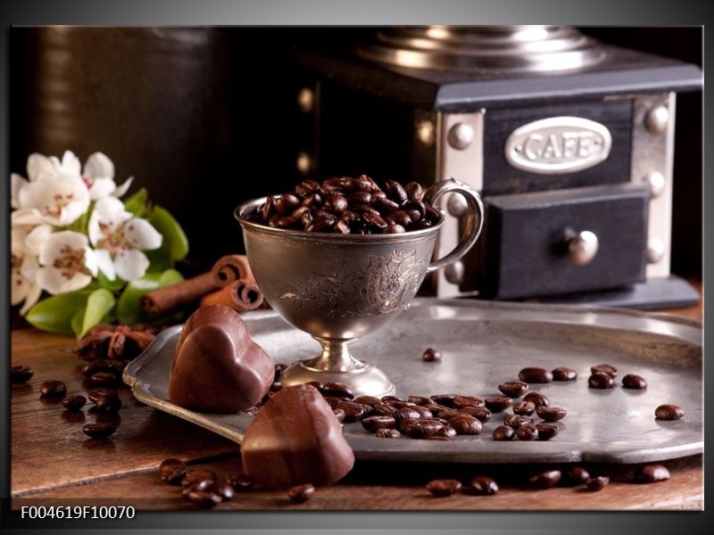 Foto canvas schilderij Koffie | Wit, Bruin