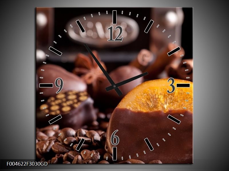 Wandklok op Glas Koffie | Kleur: Wit, Bruin | F004622CGD
