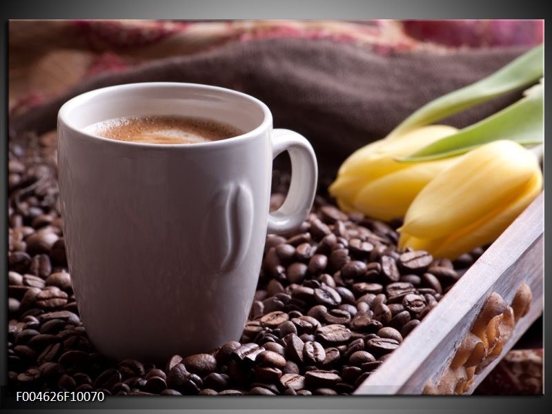 Foto canvas schilderij Koffie | Wit, Bruin