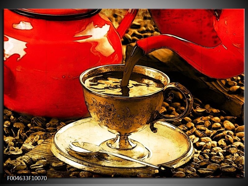 Foto canvas schilderij Koffie | Rood, Goud, Bruin