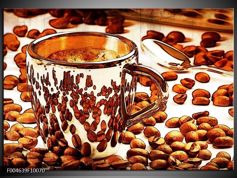 Foto canvas schilderij Koffie | Bruin, Geel