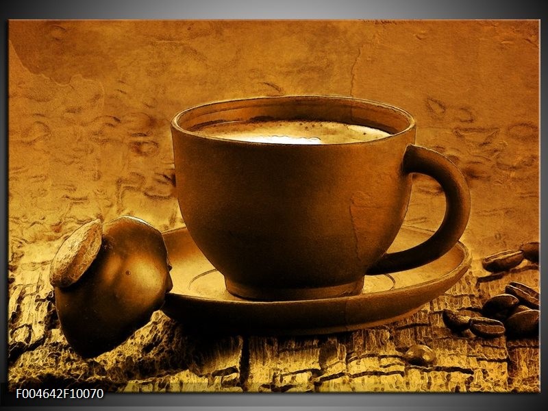 Foto canvas schilderij Koffie | Bruin, Geel