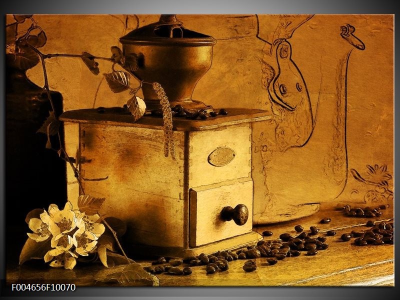 Foto canvas schilderij Koffie | Bruin, Geel