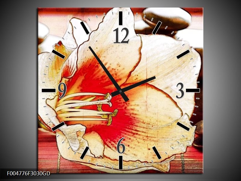 Wandklok op Glas Bloem | Kleur: Wit, Rood, Geel | F004776CGD