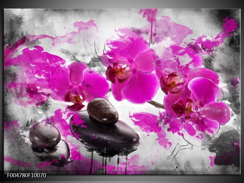 Foto canvas schilderij Orchidee | Roze, Grijs, Wit