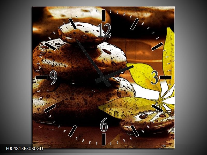 Wandklok op Glas Spa | Kleur: Bruin, Groen | F004813CGD