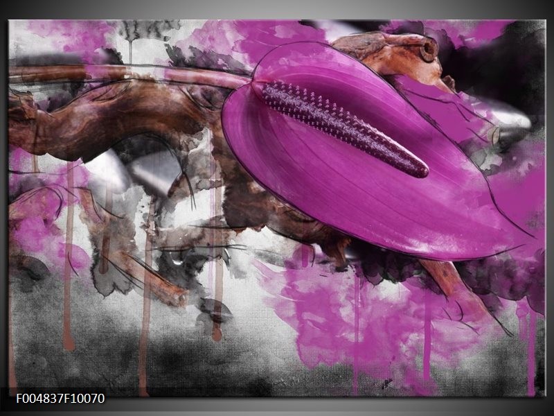 Glas schilderij Bloem | Paars, Grijs, Wit