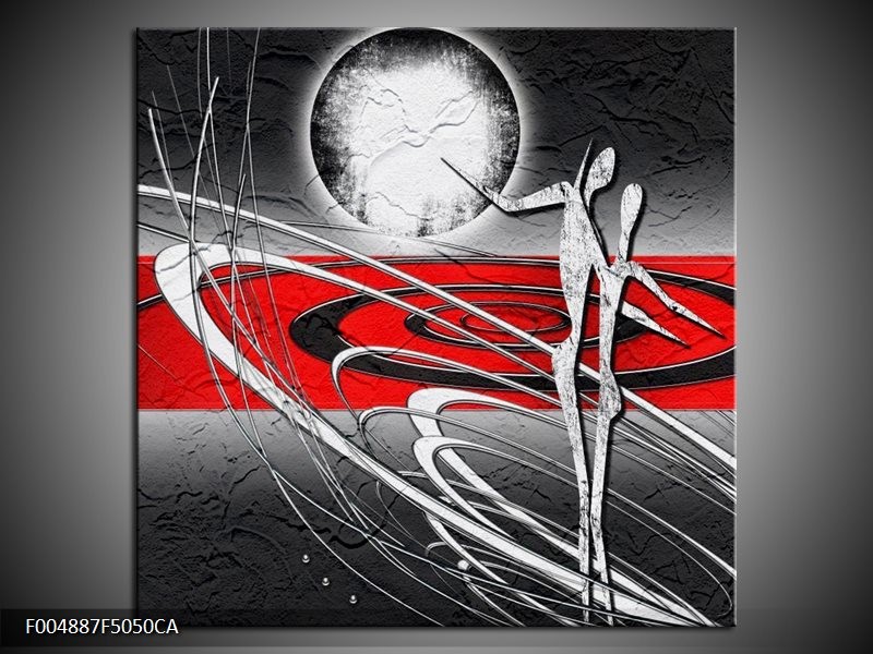 Canvas ART schilderij Modern | Rood, Grijs, Wit | 50x50cm 1Luik