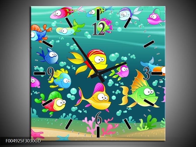 Wandklok op Glas Sprookje | Kleur: Groen, Blauw, Paars | F004925CGD