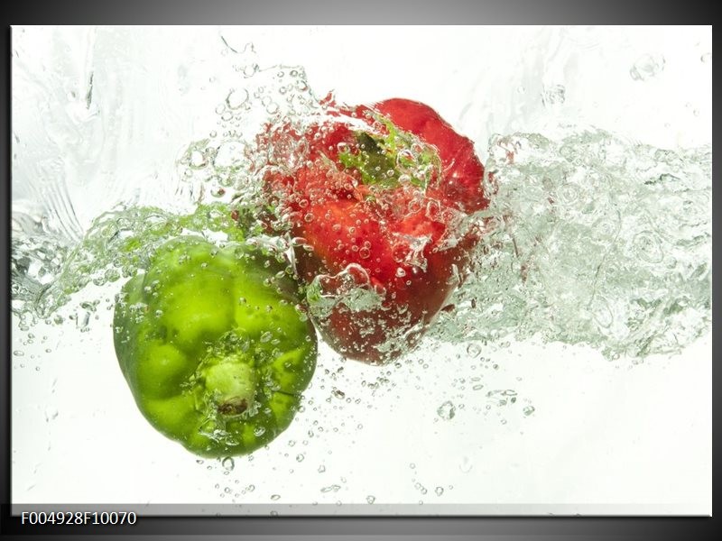 Foto canvas schilderij Paprika | Groen, Rood, Wit