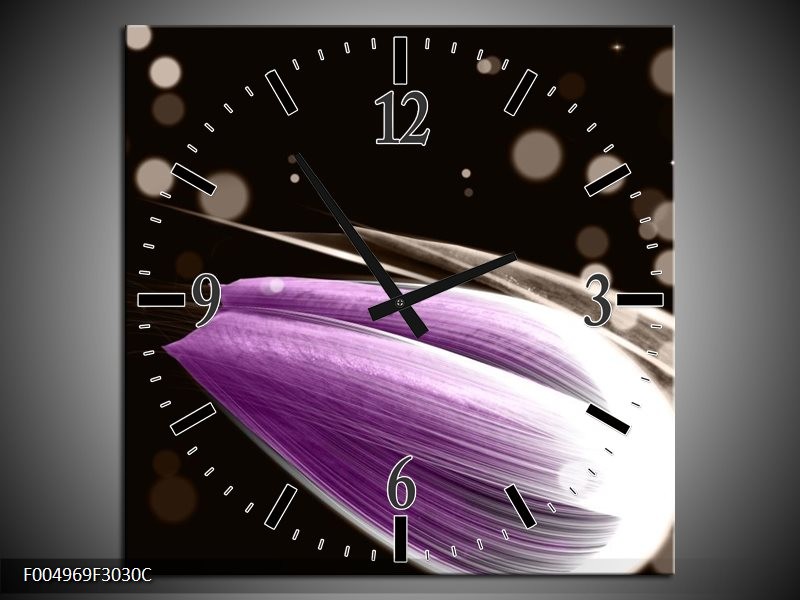 Wandklok op Canvas Tulp | Kleur: Paars, Zwart | F004969C