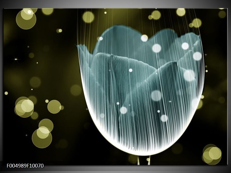 Glas schilderij Tulp | Blauw, Grijs