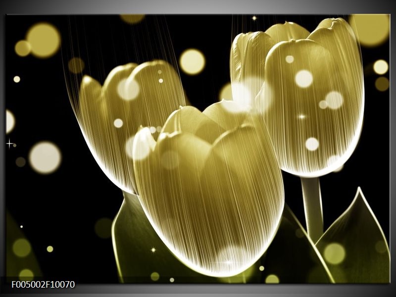 Glas schilderij Tulp | Geel, Zwart