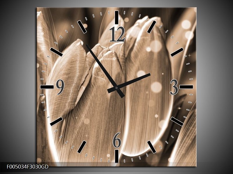 Wandklok op Glas Tulp | Kleur: Grijs, Zwart | F005034CGD