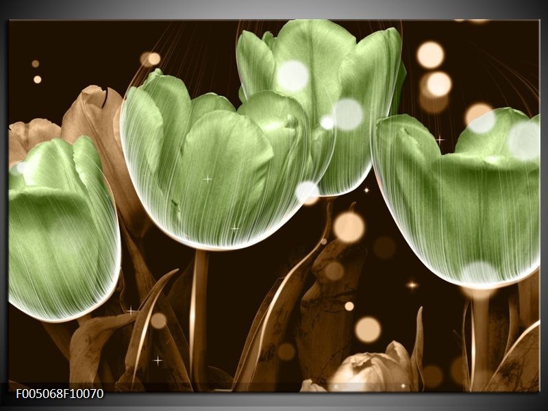 Glas schilderij Tulp | Groen, Bruin