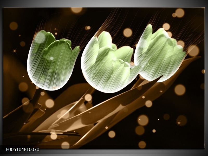 Glas schilderij Tulp | Bruin, Groen