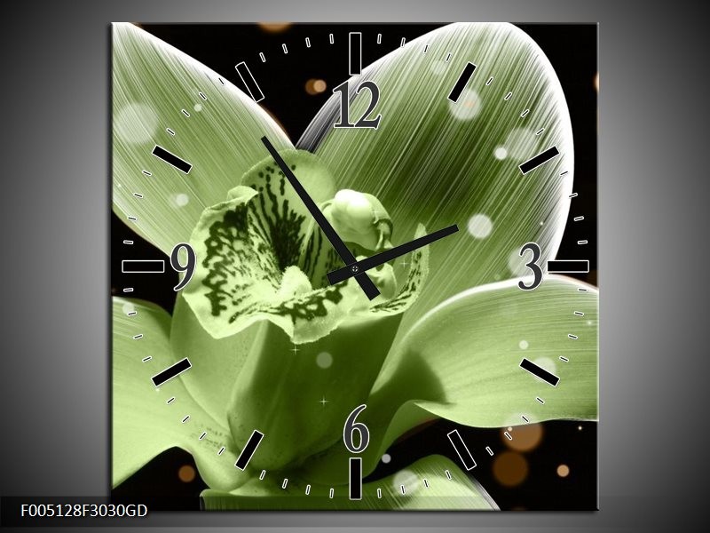 Wandklok op Glas Iris | Kleur: Groen, Zwart | F005128CGD