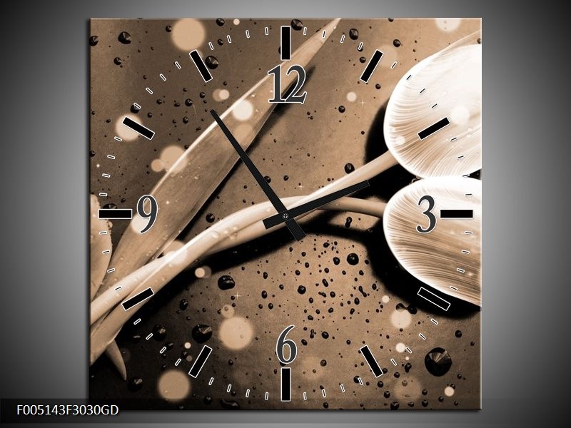 Wandklok op Glas Tulp | Kleur: Grijs, Wit | F005143CGD