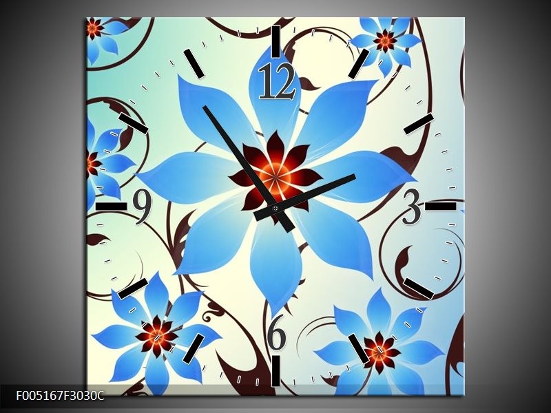 Wandklok op Canvas Modern | Kleur: Blauw, Wit | F005167C