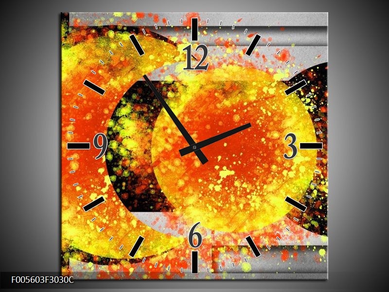 Wandklok op Canvas Art | Kleur: Geel, Grijs, Zwart | F005603C