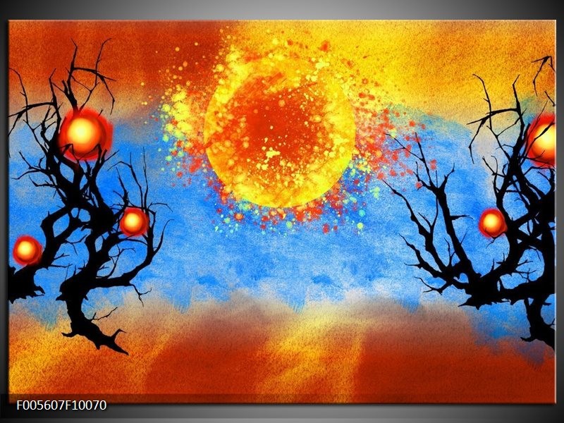 Foto canvas schilderij Art | Blauw, Oranje, Zwart