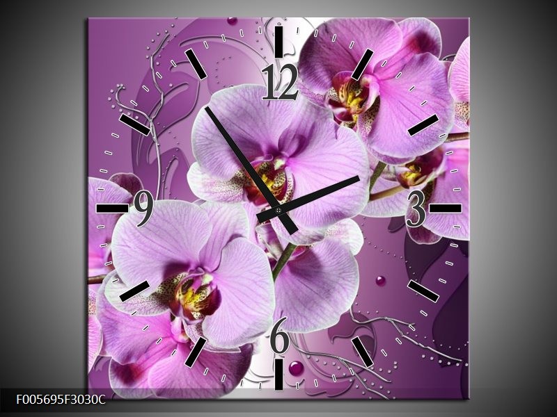 Wandklok op Canvas Orchidee | Kleur: Paars | F005695C