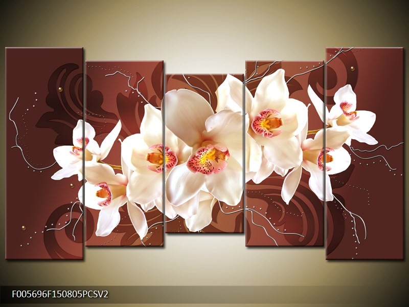 OP VOORRAAD Foto canvas schilderij Orchidee | 150x80cm 5pcsv2 | F005696