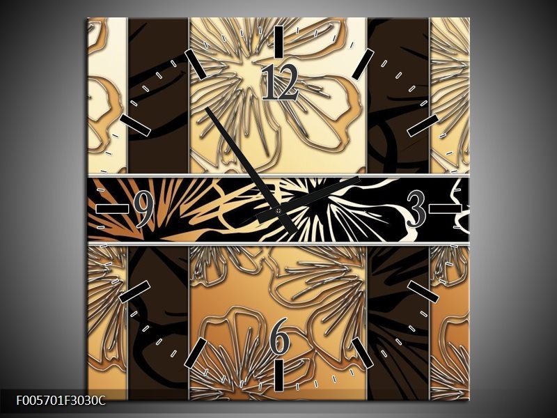 Wandklok op Canvas Art | Kleur: Geel, Creme Bruin | F005701C