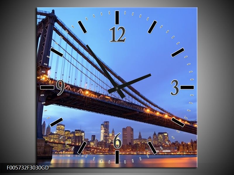 Wandklok op Glas New York | Kleur: Blauw | F005732CGD