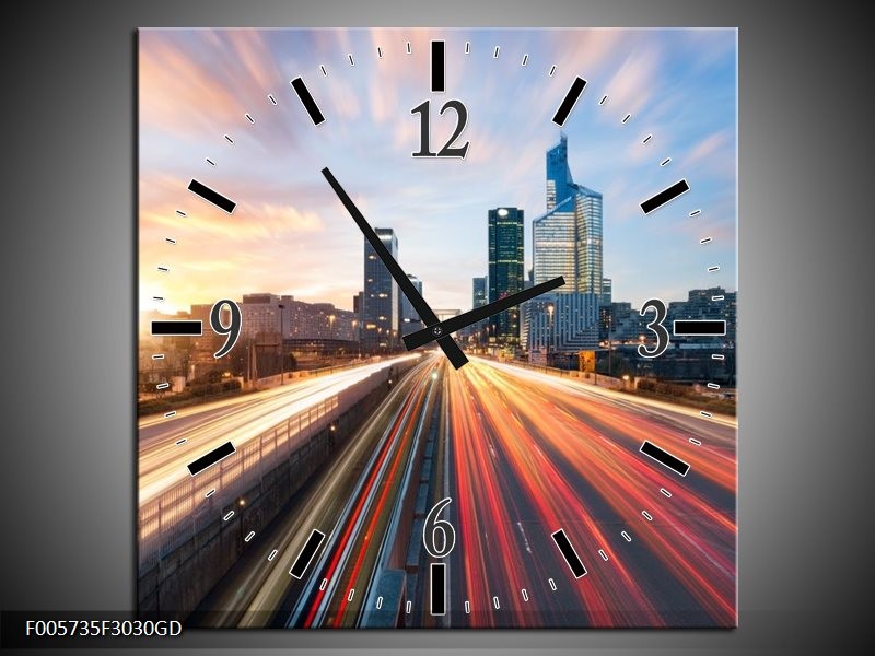 Wandklok op Glas Weg | Kleur: Blauw, Rood | F005735CGD