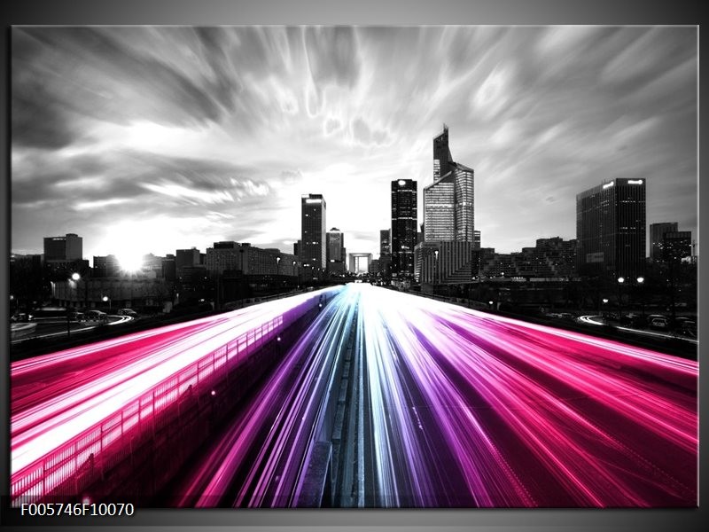 Foto canvas schilderij Weg | Paars, Roze, Zwart