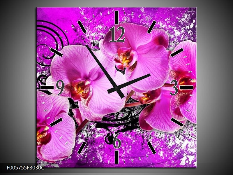 Wandklok op Canvas Orchidee | Kleur: Paars | F005755C