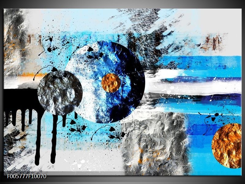 Foto canvas schilderij Cirkel | Blauw, Zwart