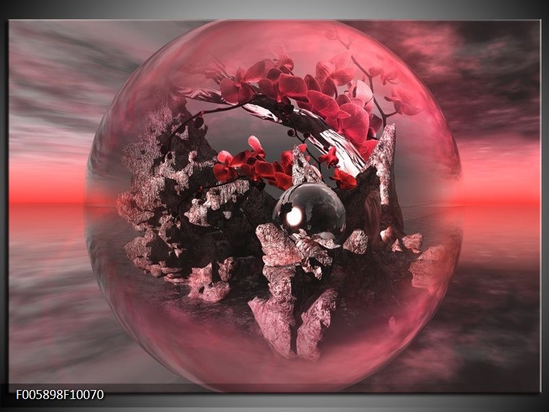 Foto canvas schilderij Orchidee | Rood, Grijs