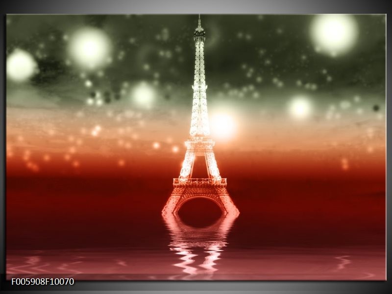 Foto canvas schilderij Eiffeltoren | Rood, Grijs