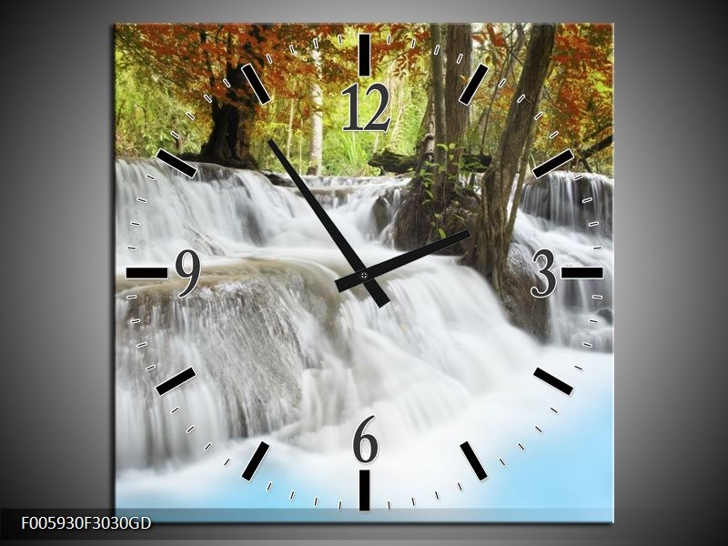 Wandklok op Glas Waterval | Blauw, Bruin, Grijs | F005930CGD