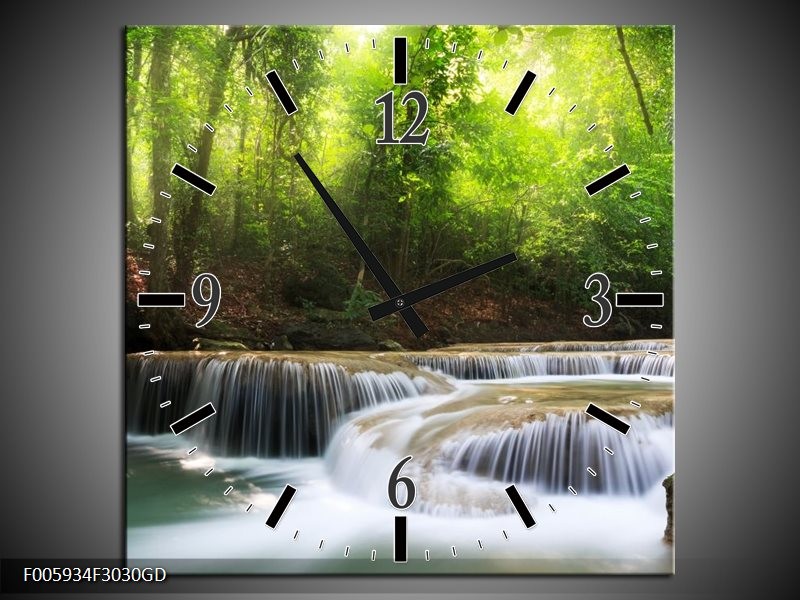 Wandklok op Glas Waterval | Groen, Blauw, Grijs | F005934CGD