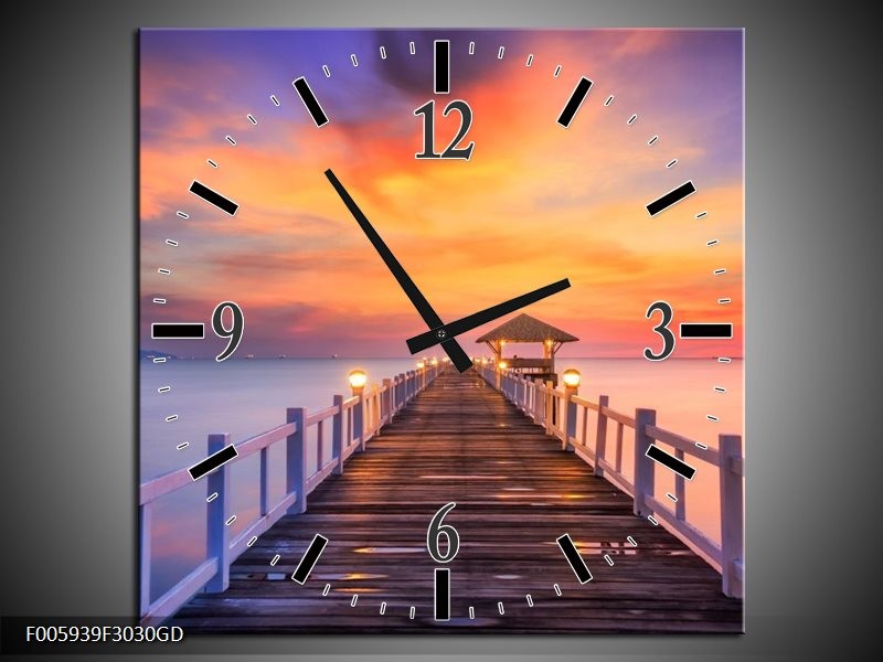 Wandklok op Glas Brug | Paars, Oranje, Bruin | F005939CGD