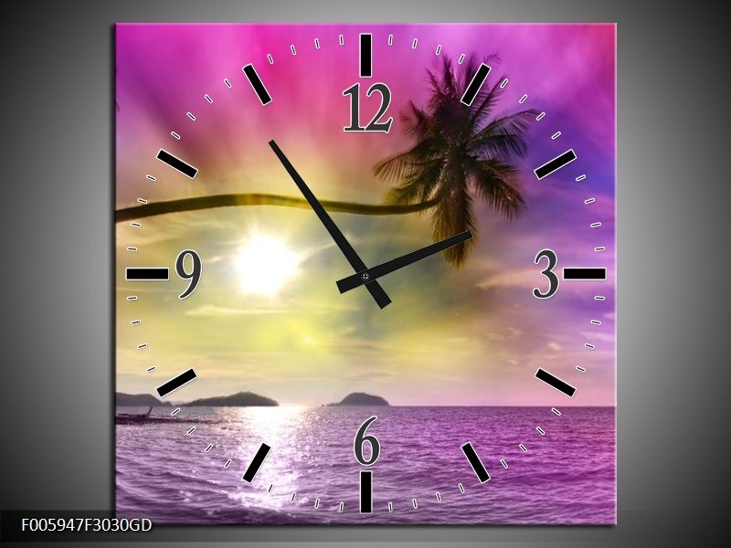 Wandklok op Glas Water | Paars, Geel, Wit | F005947CGD