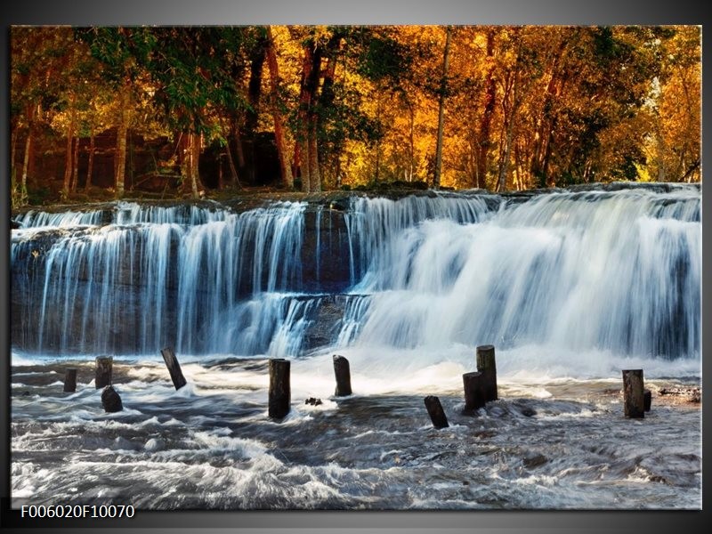 Foto canvas schilderij Waterval | Grijs, Bruin